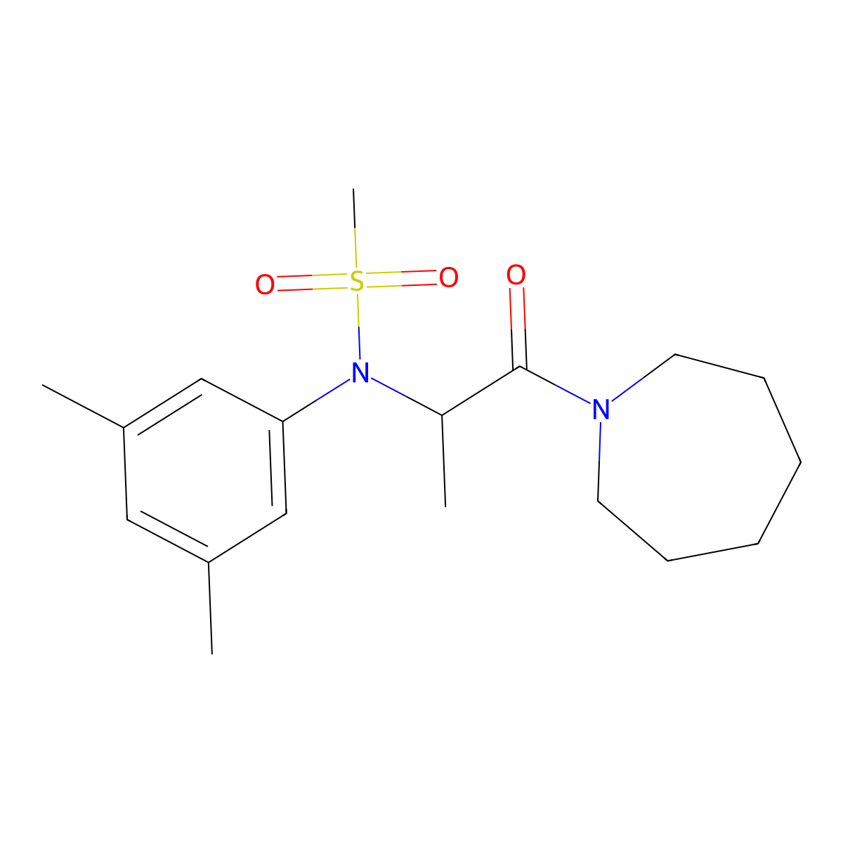 N-[1-(azepan-1-yl)-1-oxopropan-2-yl]-N-(3,5-dimethylphenyl)methanesulfonamide molecular structure, CAS 1008434-68-1