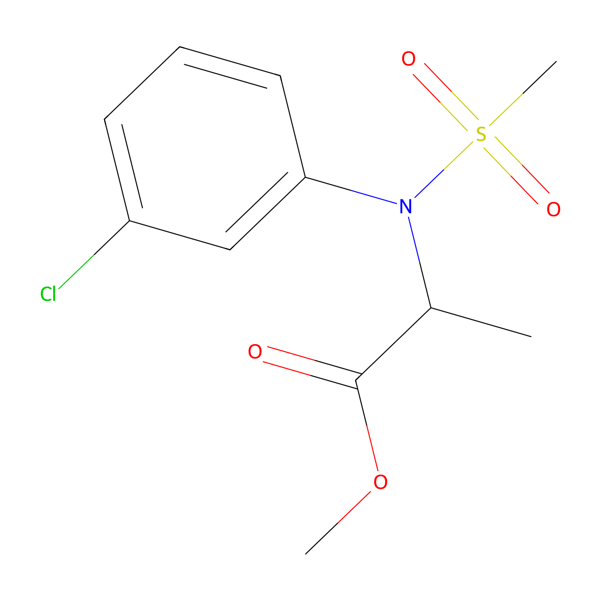 Methyl N-(3-chlorophenyl)-N-(methylsulfonyl)alaninate molecular structure, CAS 1008436-64-3