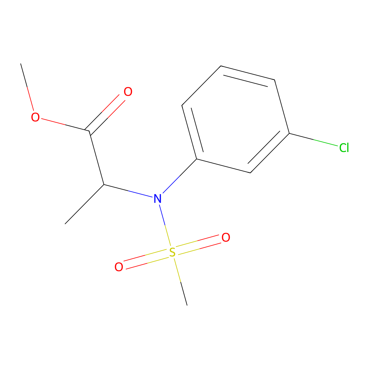 Methyl N-(3-chlorophenyl)-N-(methylsulfonyl)alaninate molecular structure, CAS 1008436-64-3