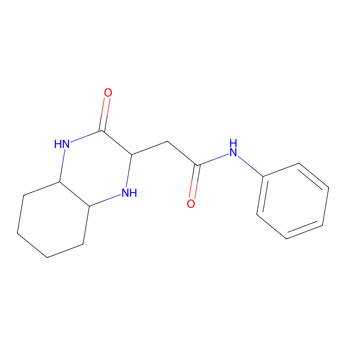 Decahydro-3-oxo-N-phenyl-2-quinoxalineacetamide molecular structure, CAS 1008436-67-6