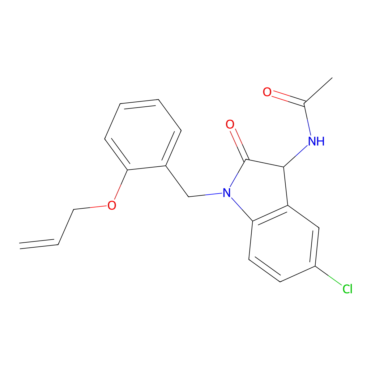 N-(1-(2-(allyloxy)benzyl)-5-chloro-2-oxoindolin-3-yl)acetamide molecular structure, CAS 1008437-87-3