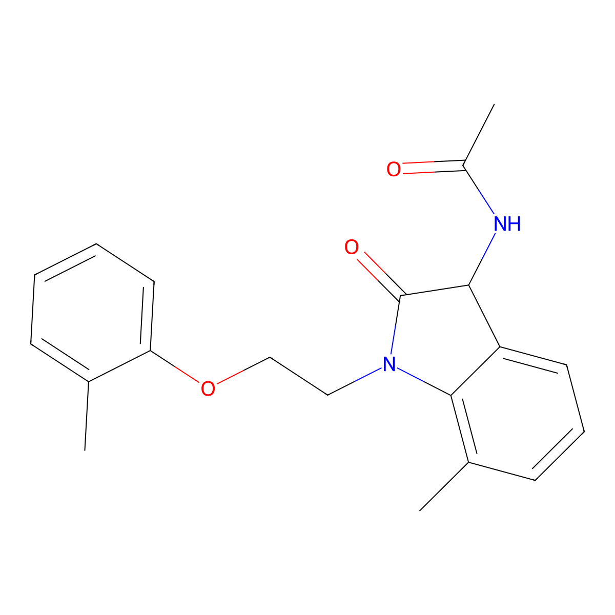 N-{7-methyl-1-[2-(2-methylphenoxy)ethyl]-2-oxo-2,3-dihydro-1H-indol-3-yl}acetamide molecular structure, CAS 1008438-39-8