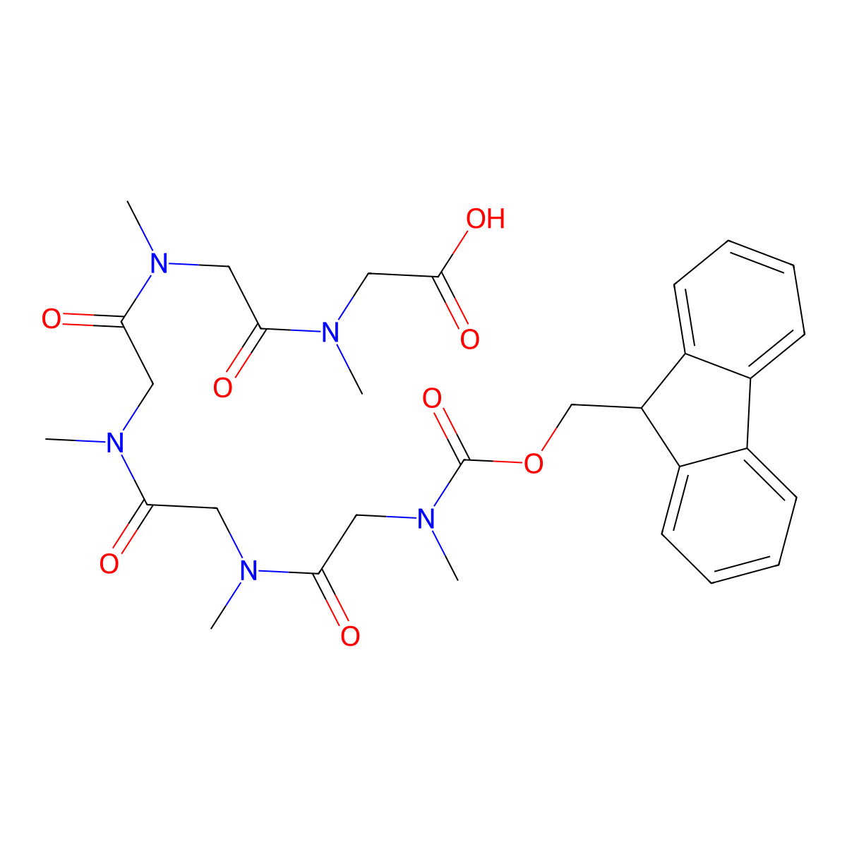 N-[(9H-Fluoren-9-ylmethoxy)carbonyl]-N-methylglycyl-N-methylglycyl-N-methylglycyl-N-methylglycyl-N-methylglycine molecular structure, CAS 1008450-25-6