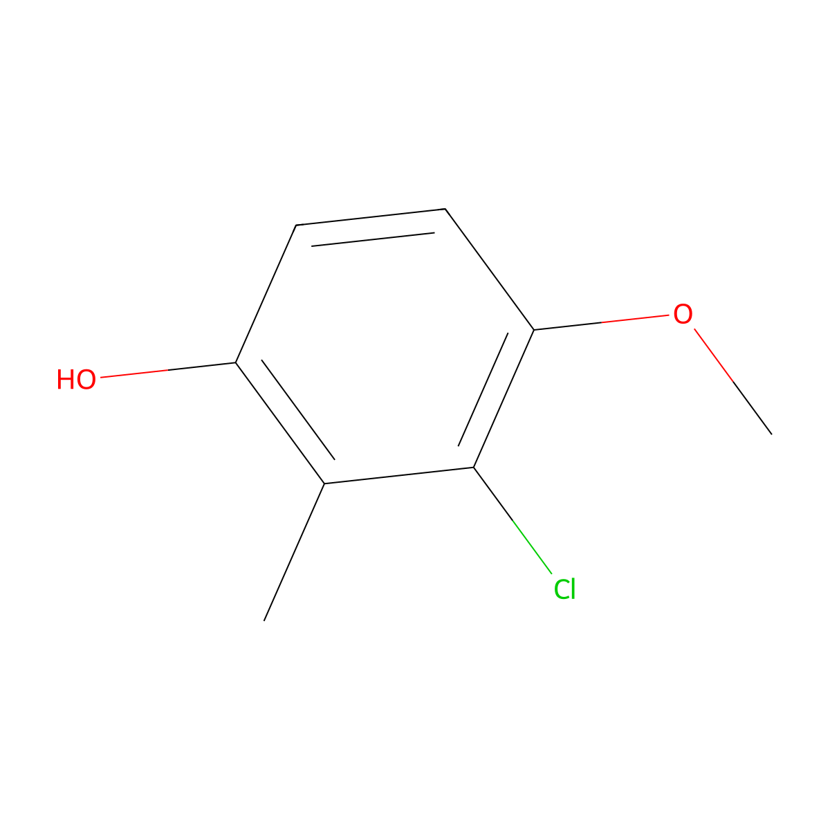 Phenol, 3-chloro-4-methoxy-2-methyl- molecular structure, CAS 1008452-13-8