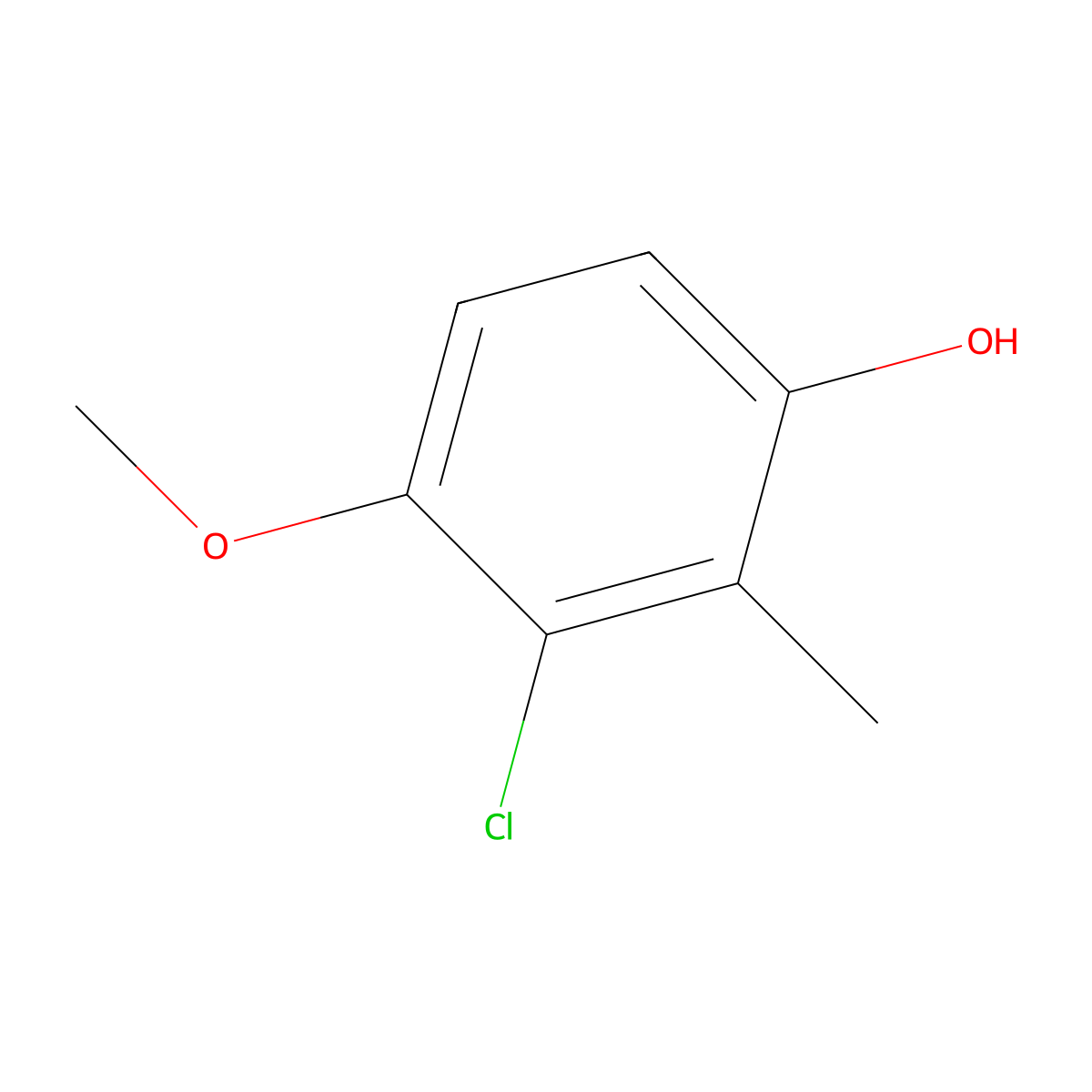 Phenol, 3-chloro-4-methoxy-2-methyl- molecular structure, CAS 1008452-13-8