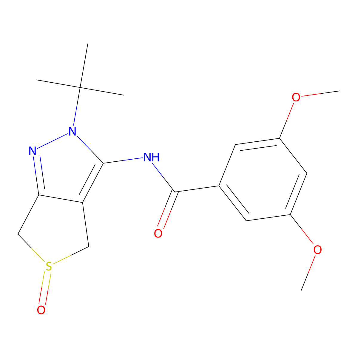 N-(2-tert-butyl-5-oxo-4,6-dihydrothieno[3,4-c]pyrazol-3-yl)-3,5-dimethoxybenzamide molecular structure, CAS 1008453-32-4