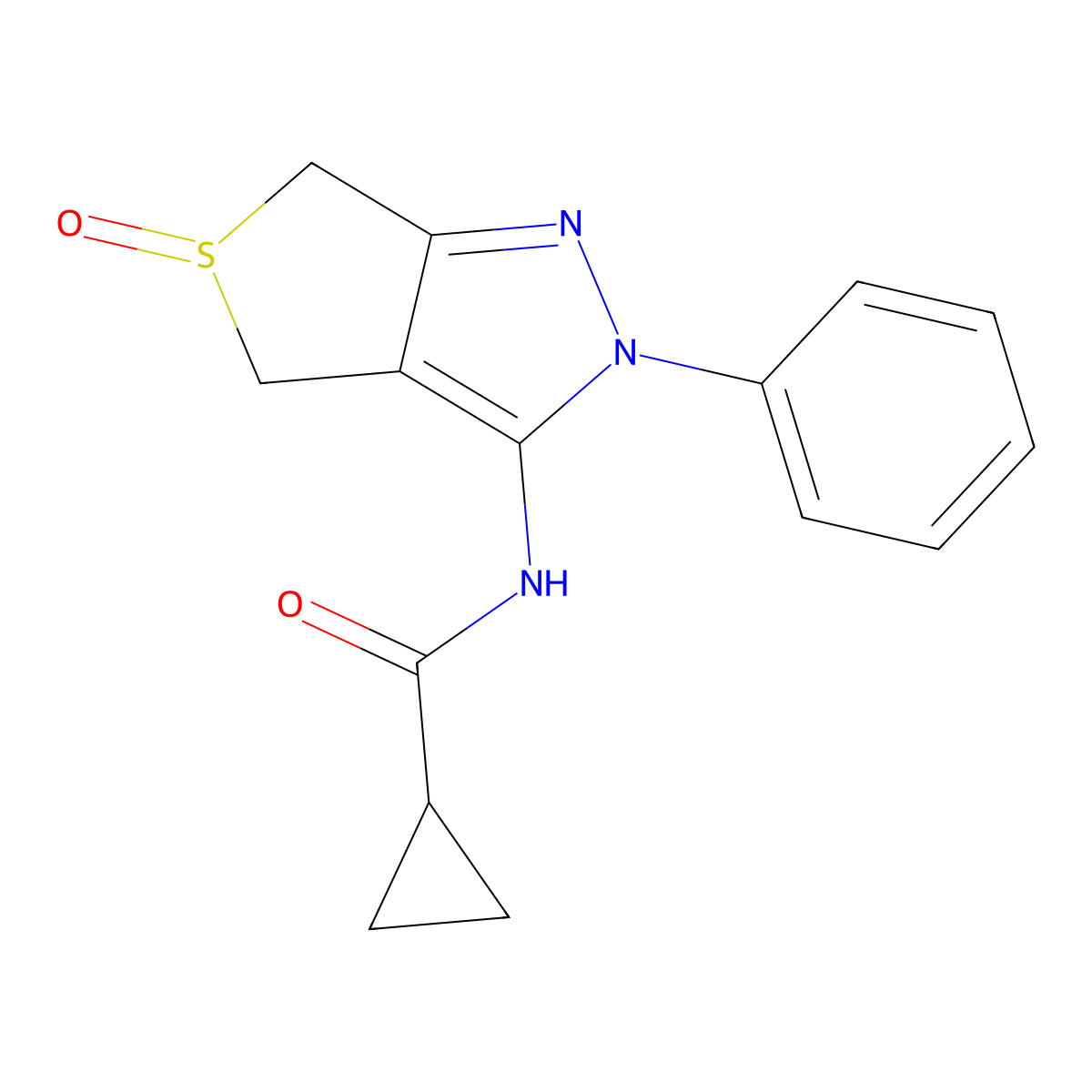 N-(5-oxo-2-phenyl-4,6-dihydrothieno[3,4-c]pyrazol-3-yl)cyclopropanecarboxamide molecular structure, CAS 1008454-23-6