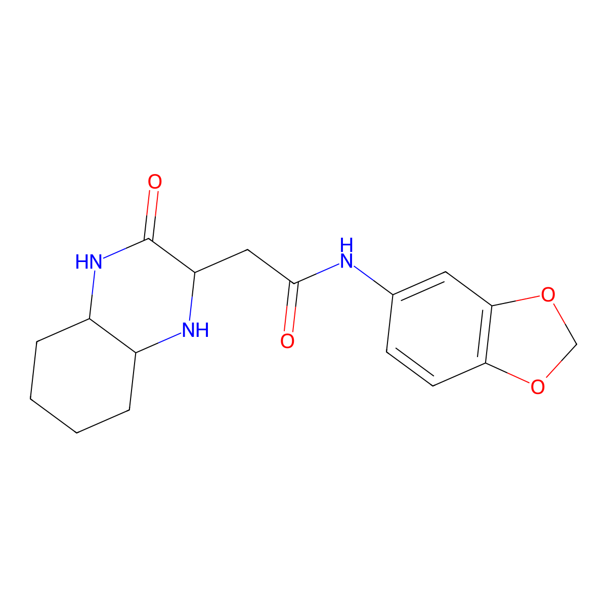 N-1,3-benzodioxol-5-yl-2-(3-oxodecahydro-2-quinoxalinyl)acetamide molecular structure, CAS 1008454-37-2