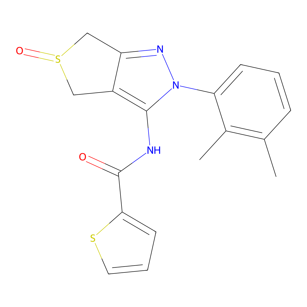 N-(2-(2,3-dimethylphenyl)-5-oxido-4,6-dihydro-2H-thieno[3,4-c]pyrazol-3-yl)thiophene-2-carboxamide molecular structure, CAS 1008454-60-1