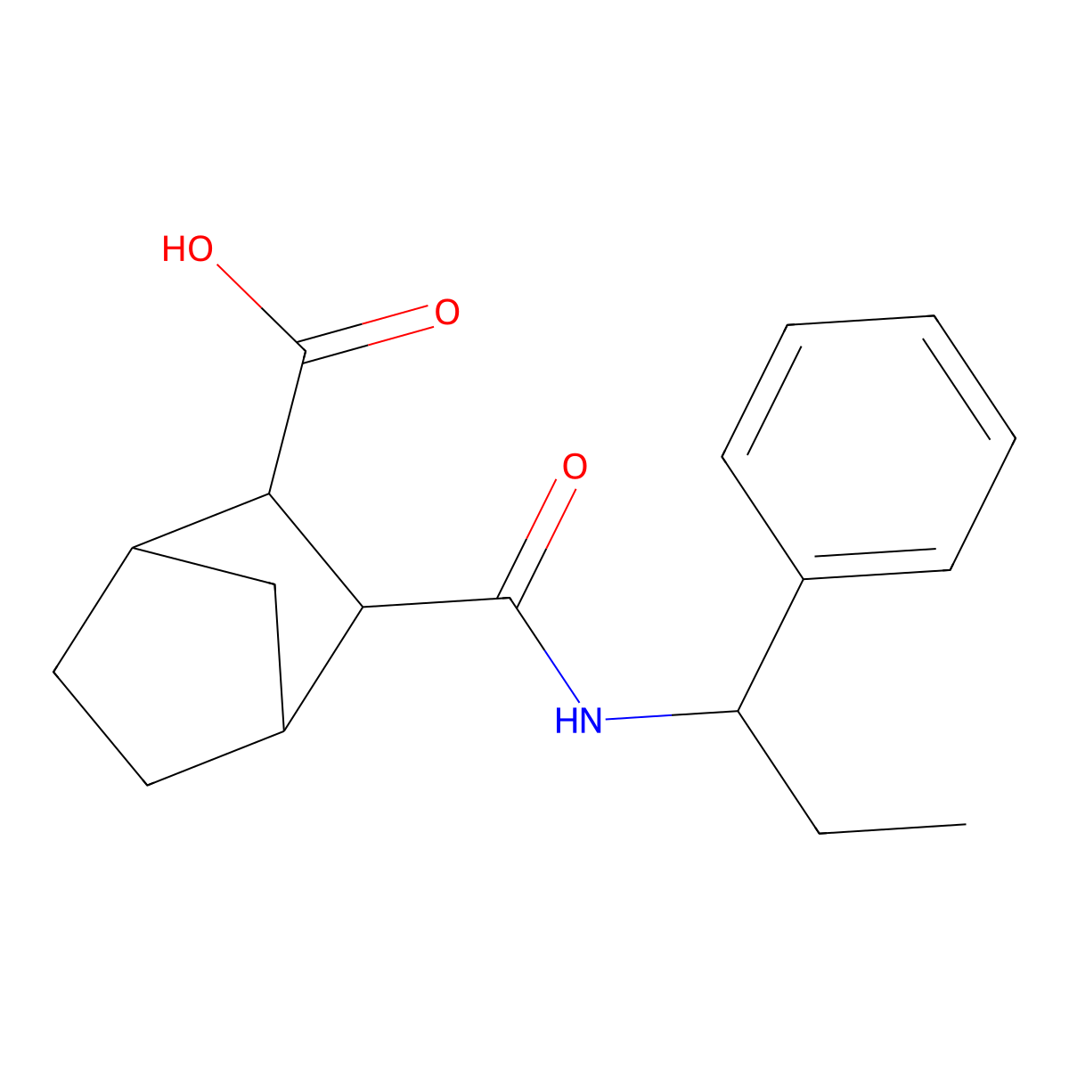 3-[(1-Phenylpropyl)carbamoyl]bicyclo[2.2.1]heptane-2-carboxylic acid molecular structure, CAS 1008455-20-6