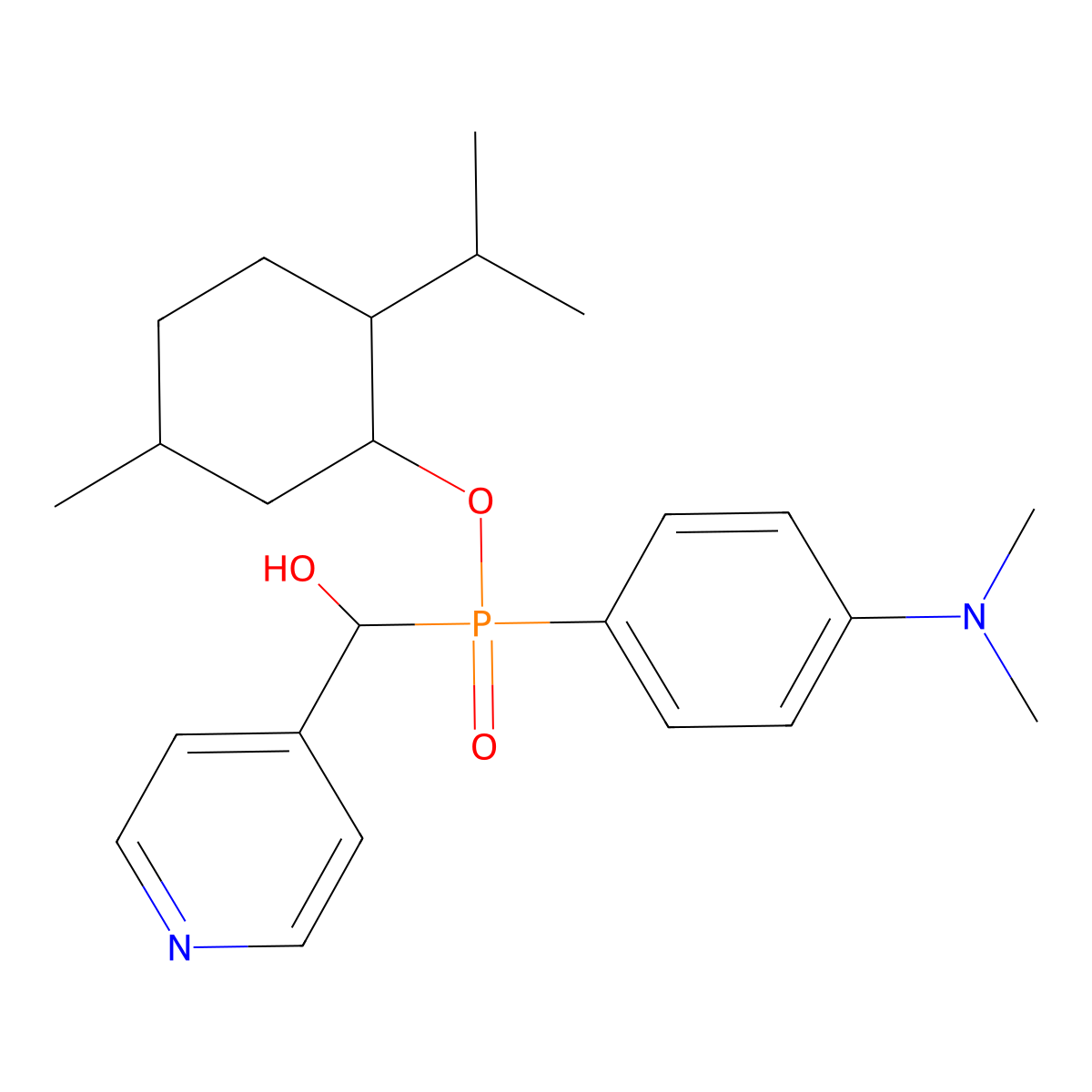 2-Isopropyl-5-methylcyclohexyl (4-(dimethylamino)phenyl)(hydroxy(pyridin-4-yl)methyl)phosphinate molecular structure, CAS 1008455-84-2