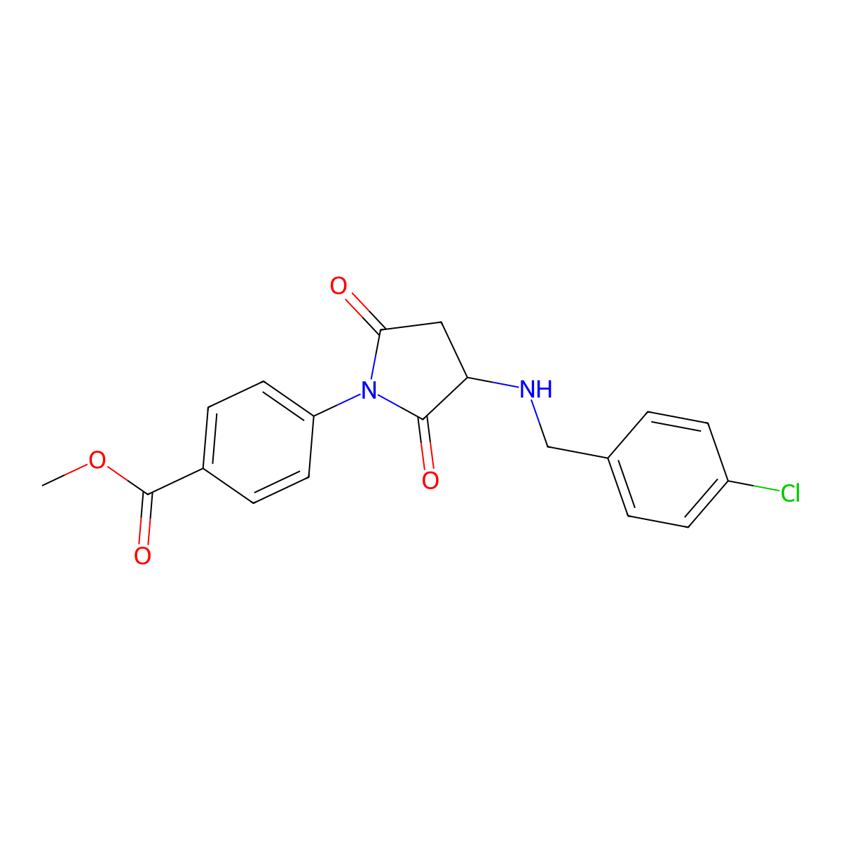 Methyl 4-{3-[(4-chlorobenzyl)amino]-2,5-dioxopyrrolidin-1-yl}benzoate molecular structure, CAS 1008459-20-8
