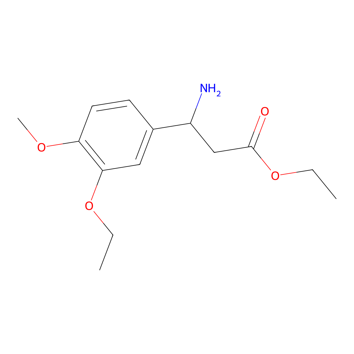 Ethyl 3-amino-3-(3-ethoxy-4-methoxyphenyl)propanoate molecular structure, CAS 1008460-60-3