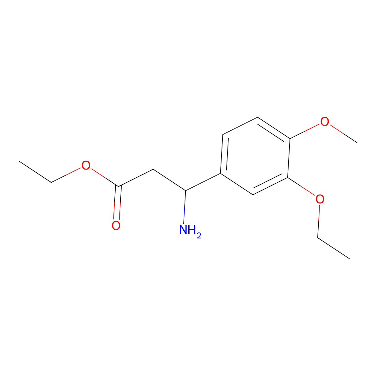 Ethyl 3-amino-3-(3-ethoxy-4-methoxyphenyl)propanoate molecular structure, CAS 1008460-60-3