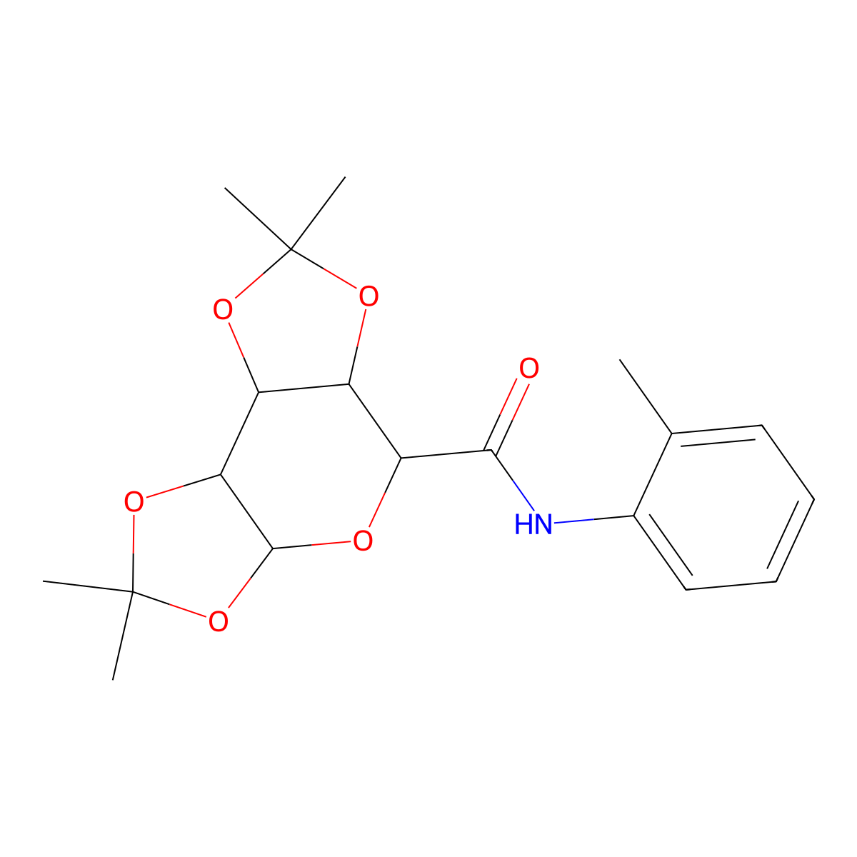 2,2,7,7-tetramethyl-N-(2-methylphenyl)tetrahydro-3aH-di[1,3]dioxolo[4,5-b:4,5-d]pyran-5-carboxamide molecular structure, CAS 1008460-83-0