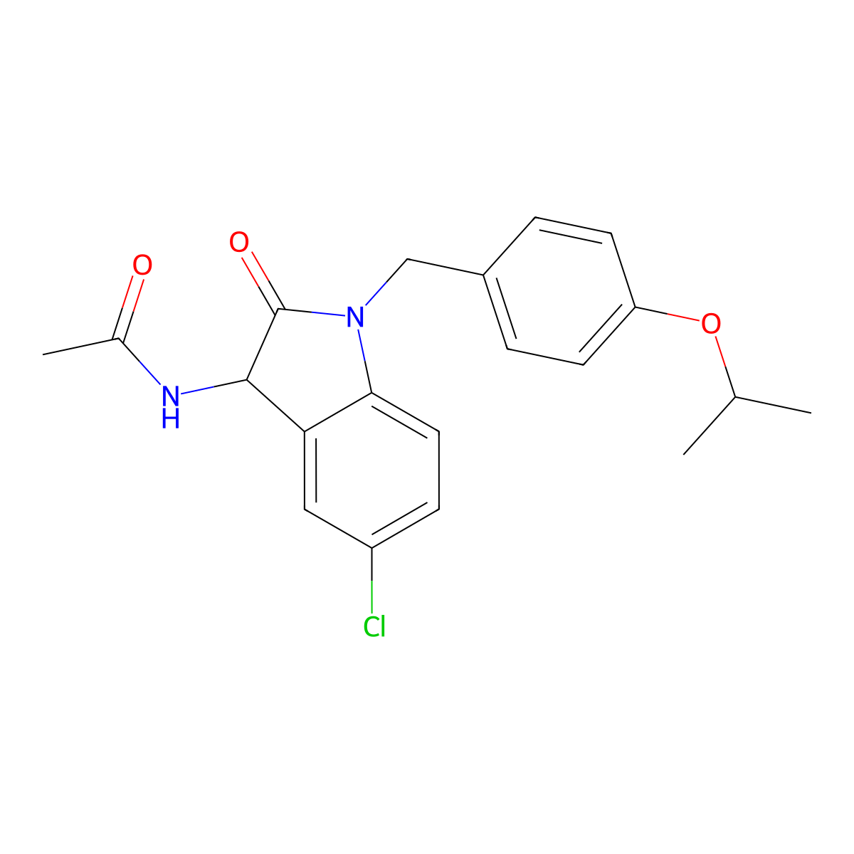 N-(5-chloro-1-{[4-(methylethoxy)phenyl]methyl}-2-oxoindolin-3-yl)acetamide molecular structure, CAS 1008461-20-8