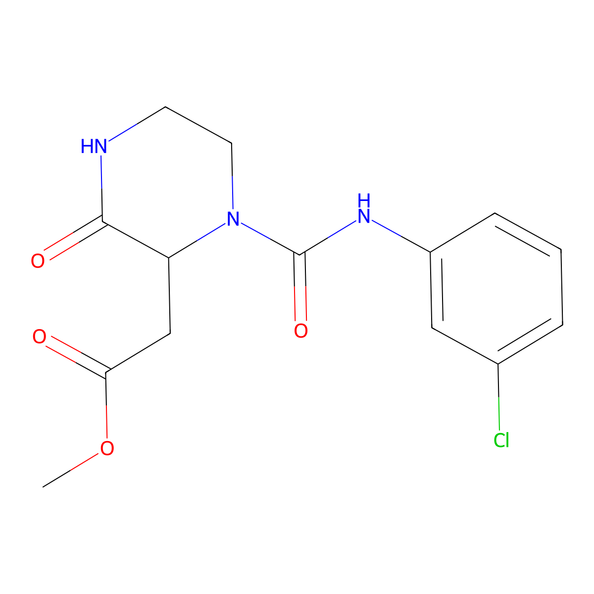 methyl 2-{1-[N-(3-chlorophenyl)carbamoyl]-3-oxopiperazin-2-yl}acetate molecular structure, CAS 1008462-54-1