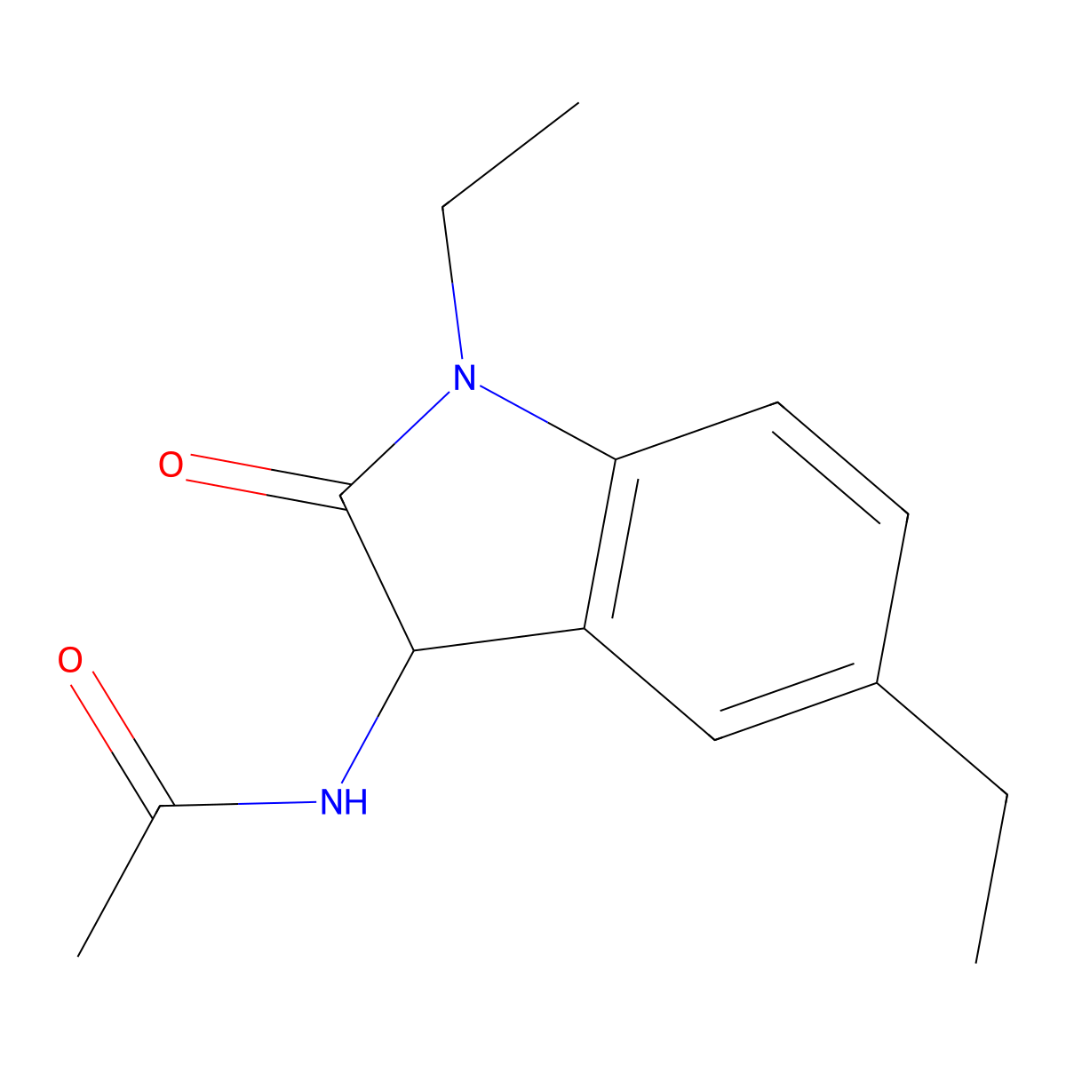 N-(1,5-diethyl-2-oxo-2,3-dihydro-1H-indol-3-yl)acetamide molecular structure, CAS 1008462-97-2