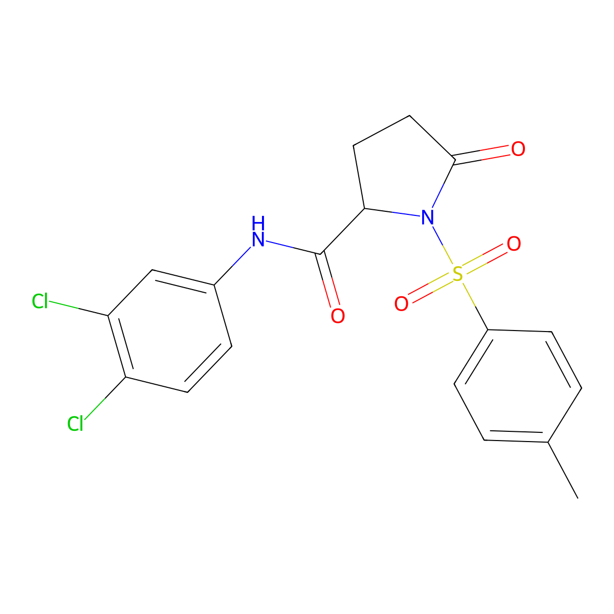 N-(3,4-dichlorophenyl)-1-(4-methylphenyl)sulfonyl-5-oxopyrrolidine-2-carboxamide molecular structure, CAS 1008463-41-9
