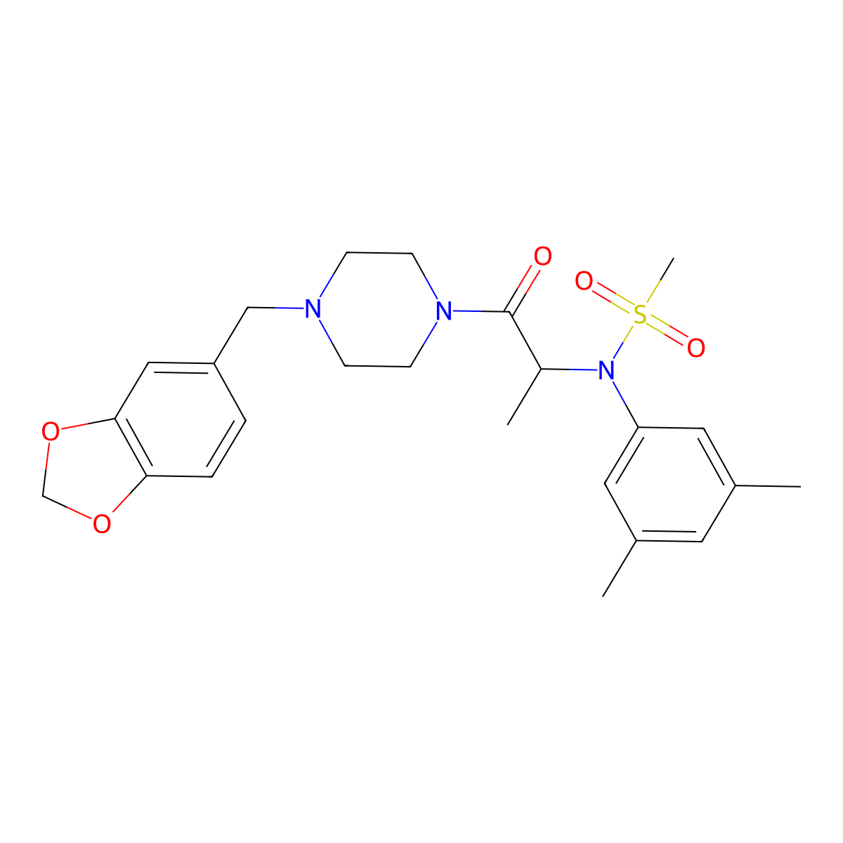 N-[1-[4-(1,3-benzodioxol-5-ylmethyl)piperazin-1-yl]-1-oxopropan-2-yl]-N-(3,5-dimethylphenyl)methanesulfonamide molecular structure, CAS 1008463-47-5