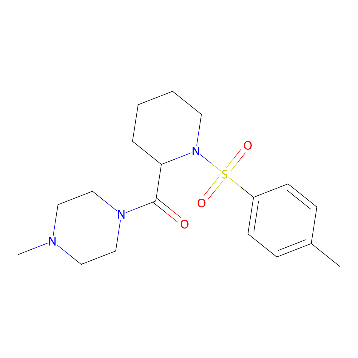 1-Methyl-4-[1-(4-methylbenzenesulfonyl)piperidine-2-carbonyl]piperazine molecular structure, CAS 1008465-82-4