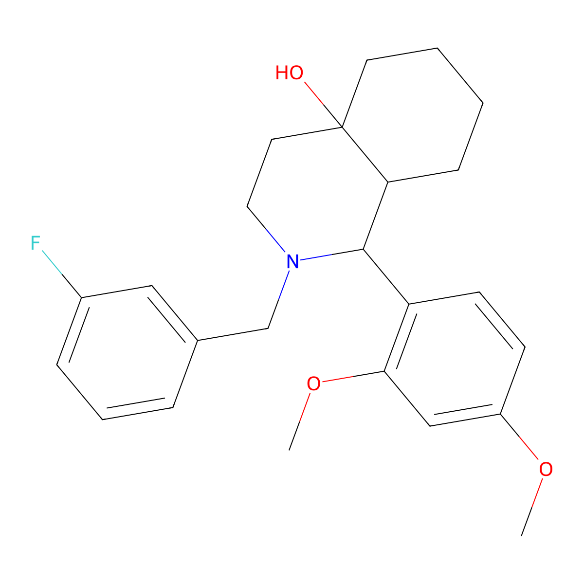1-(2,4-dimethoxyphenyl)-2-(3-fluorobenzyl)octahydroisoquinolin-4a(2H)-ol molecular structure, CAS 1008466-55-4