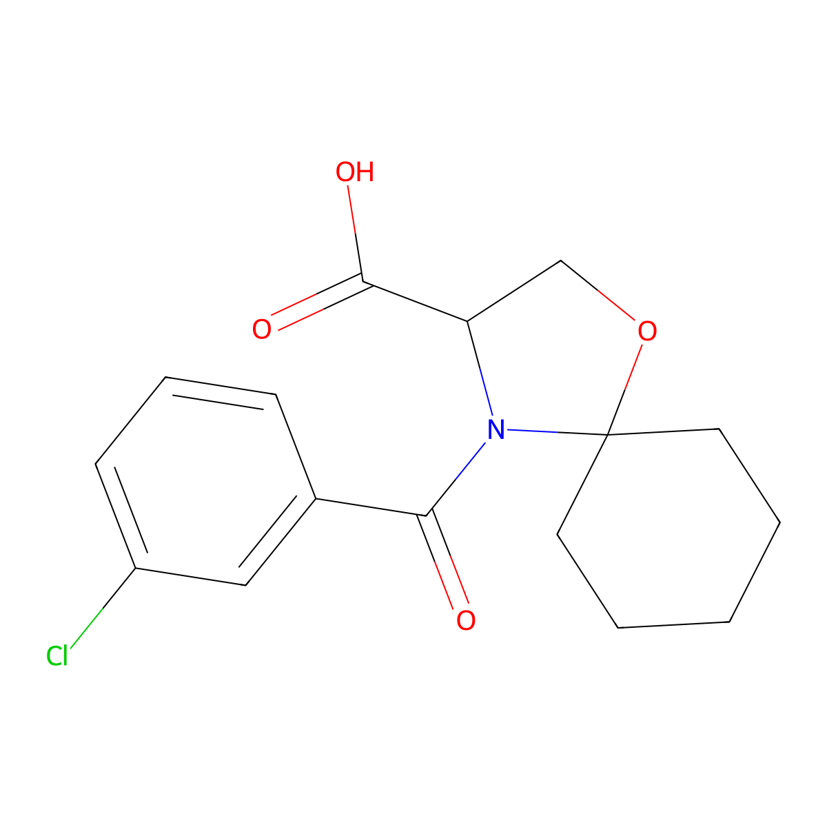 4-(3-Chlorobenzoyl)-1-oxa-4-azaspiro[4.5]decane-3-carboxylic acid molecular structure, CAS 1008471-35-9