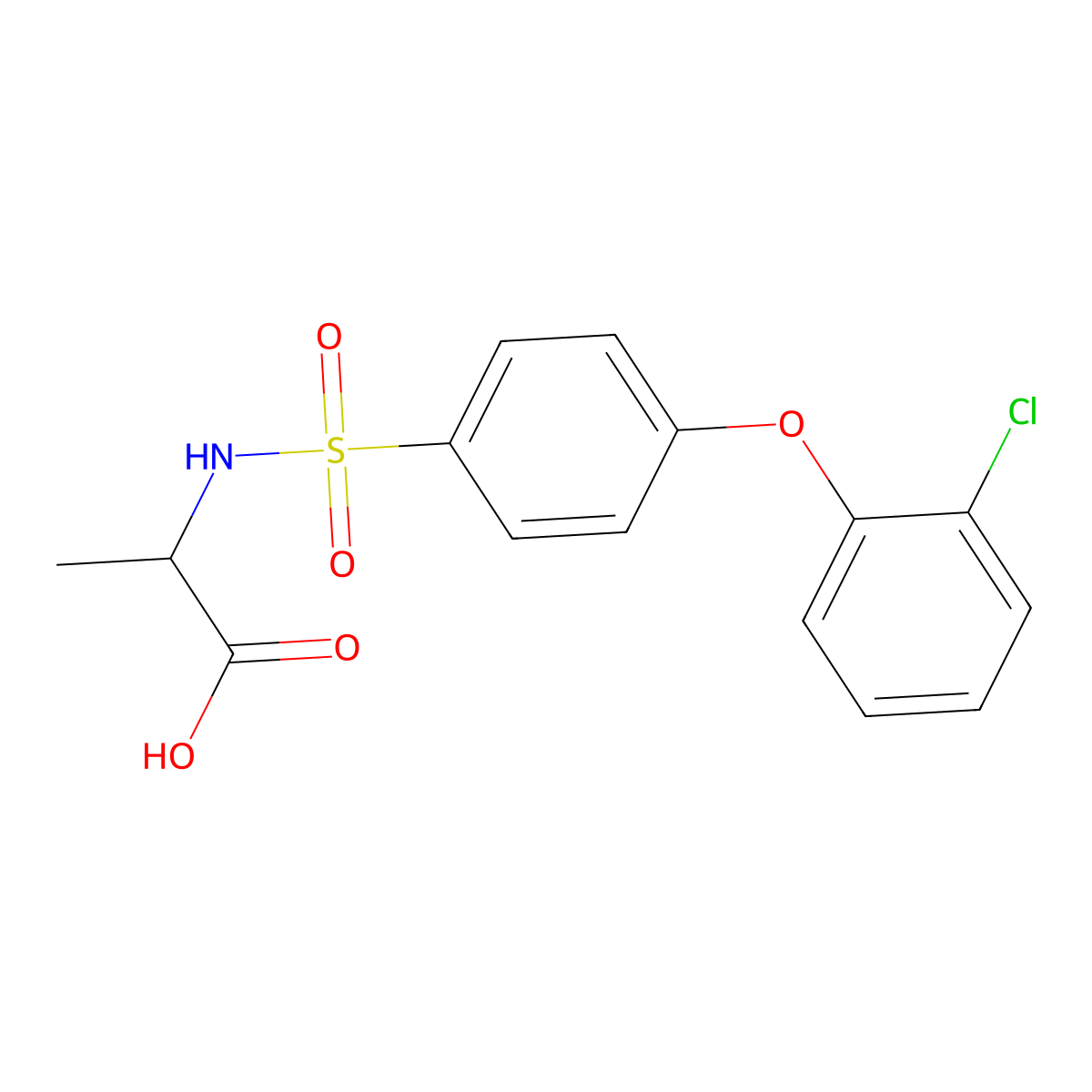 ((4-(2-Chlorophenoxy)phenyl)sulfonyl)alanine molecular structure, CAS 1008472-78-3