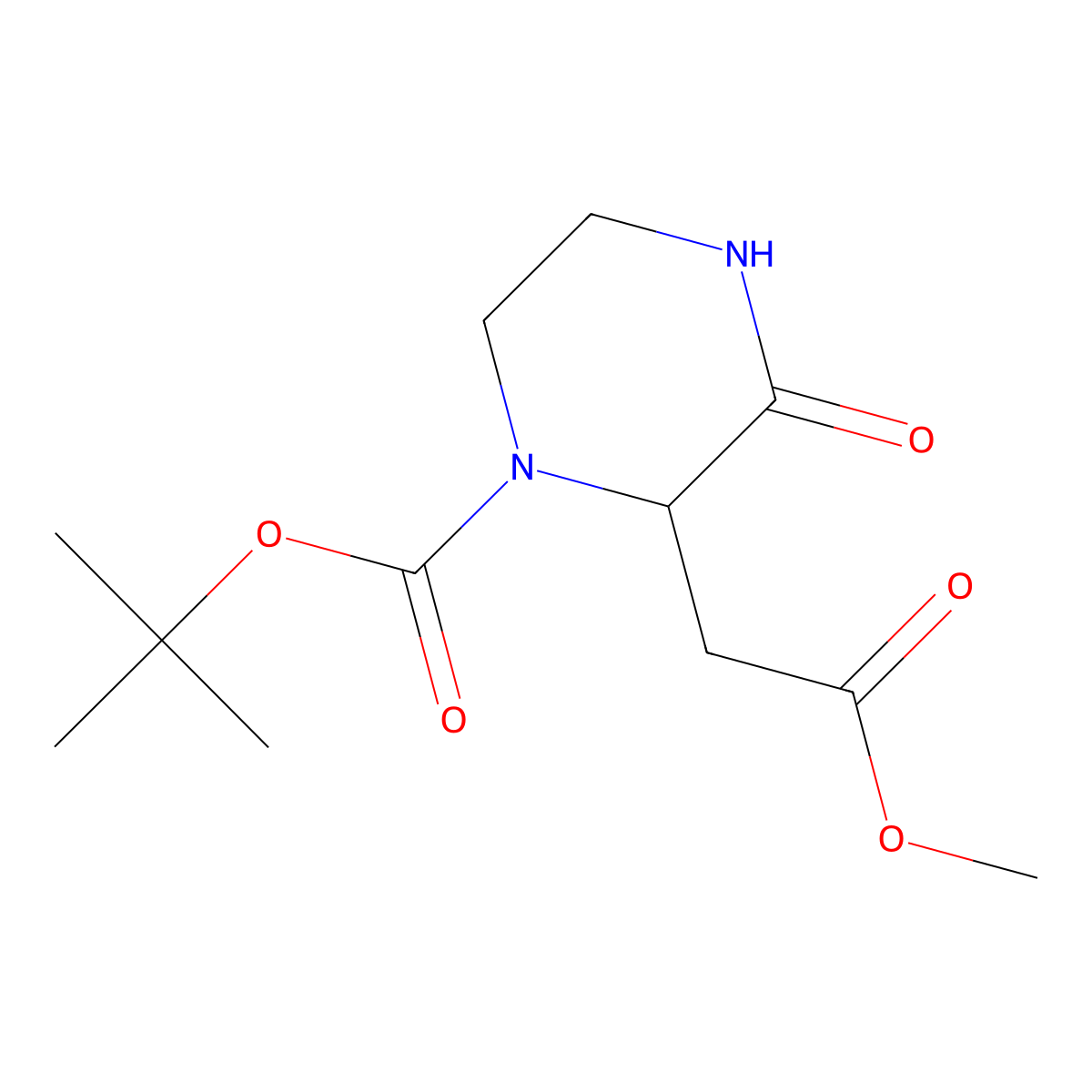 Tert-butyl 2-(2-methoxy-2-oxoethyl)-3-oxopiperazine-1-carboxylate molecular structure, CAS 1008472-97-6