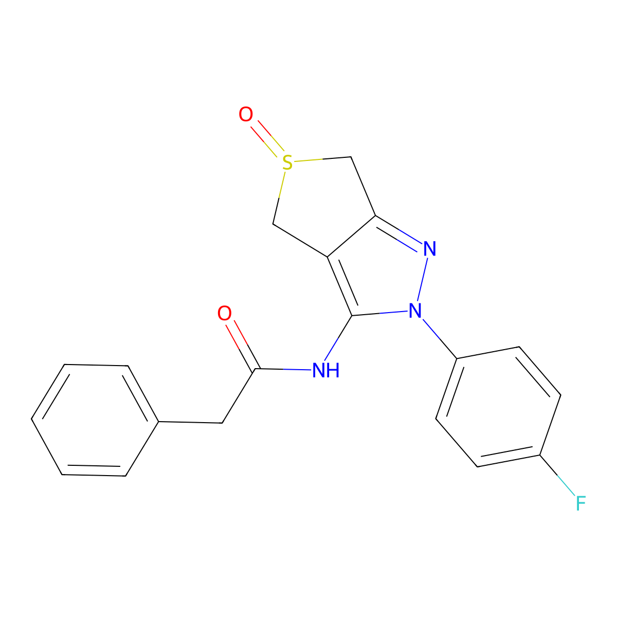 N-(2-(4-fluorophenyl)-5-oxido-4,6-dihydro-2H-thieno[3,4-c]pyrazol-3-yl)-2-phenylacetamide molecular structure, CAS 1008475-27-1