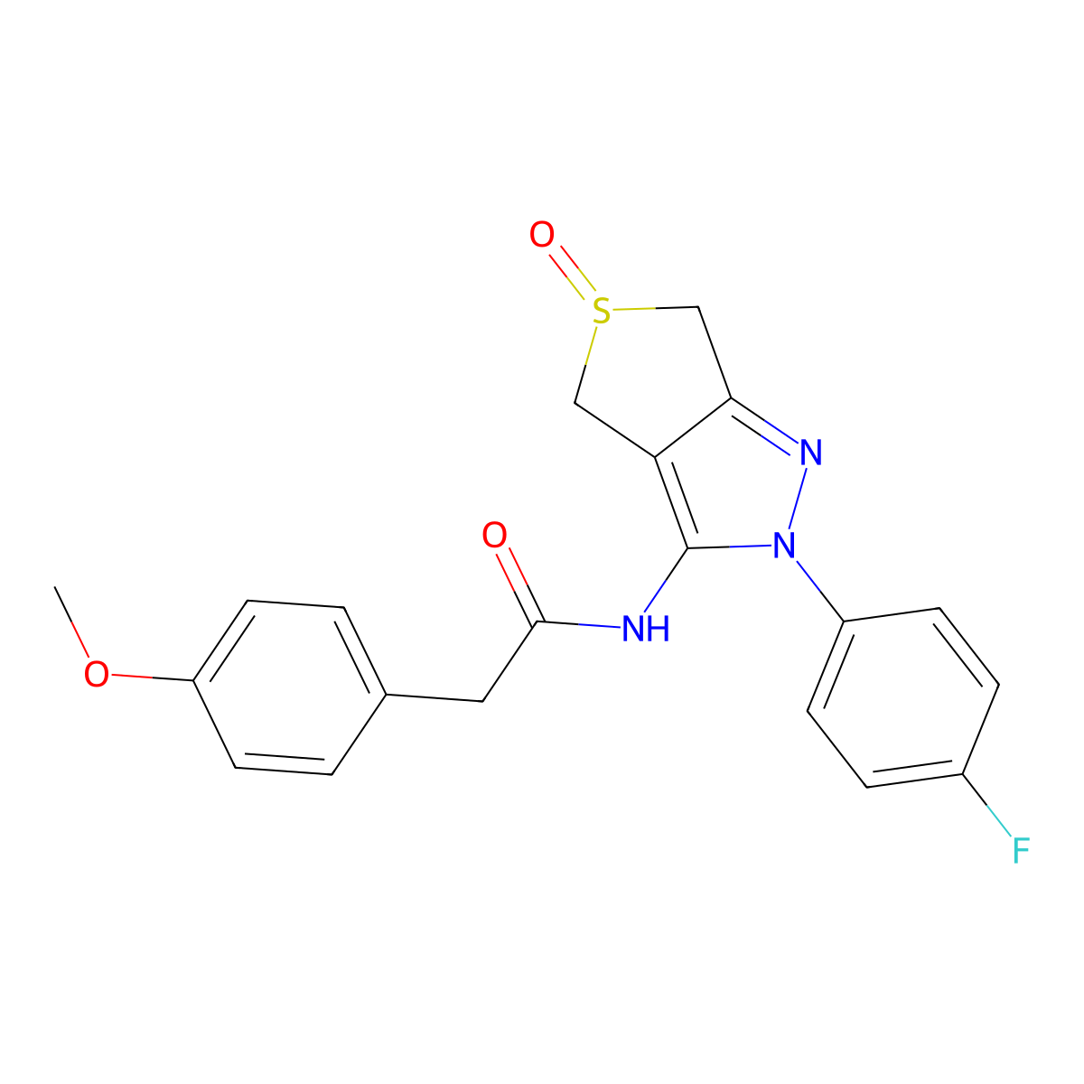 N-[2-(4-fluorophenyl)-5-oxo-4,6-dihydrothieno[3,4-c]pyrazol-3-yl]-2-(4-methoxyphenyl)acetamide molecular structure, CAS 1008475-29-3