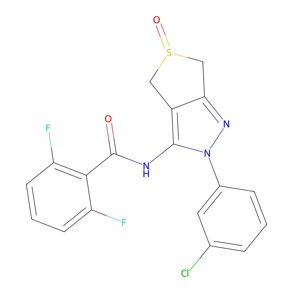 N-[2-(3-chlorophenyl)-5-oxo-4,6-dihydrothieno[3,4-c]pyrazol-3-yl]-2,6-difluorobenzamide molecular structure, CAS 1008475-36-2