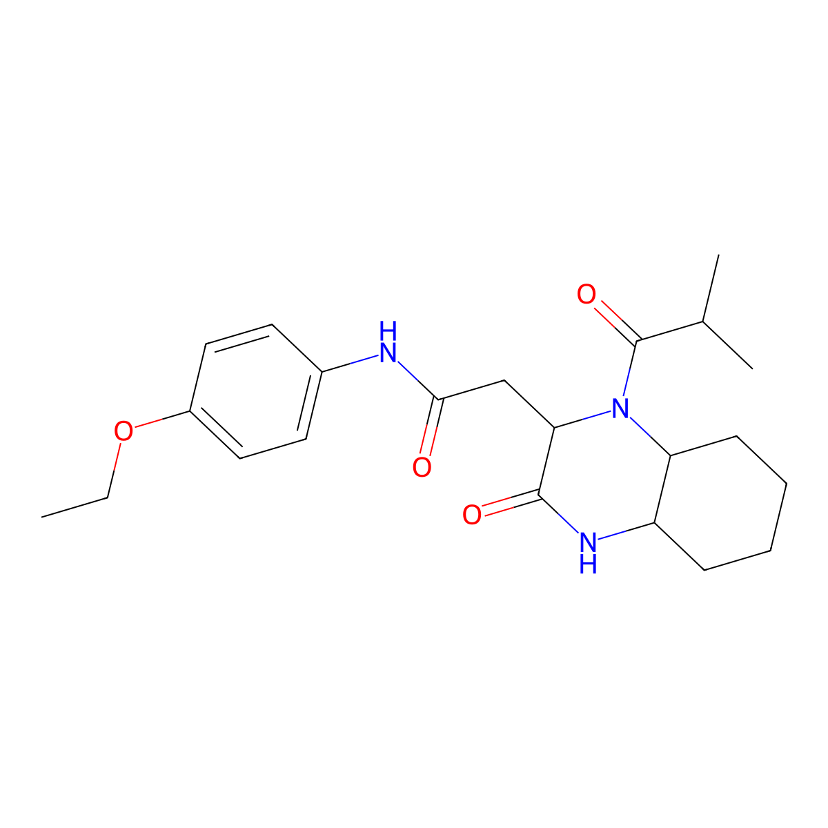 N-(4-ethoxyphenyl)-2-[1-(2-methylpropanoyl)-3-oxodecahydroquinoxalin-2-yl]acetamide molecular structure, CAS 1008476-50-3