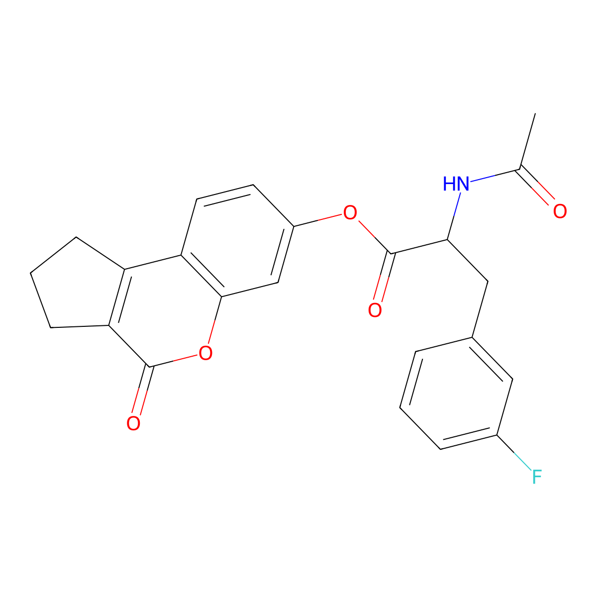 4-oxo-1,2,3,4-tetrahydrocyclopenta[c]chromen-7-yl N-acetyl-3-fluorophenylalaninate molecular structure, CAS 1008481-65-9
