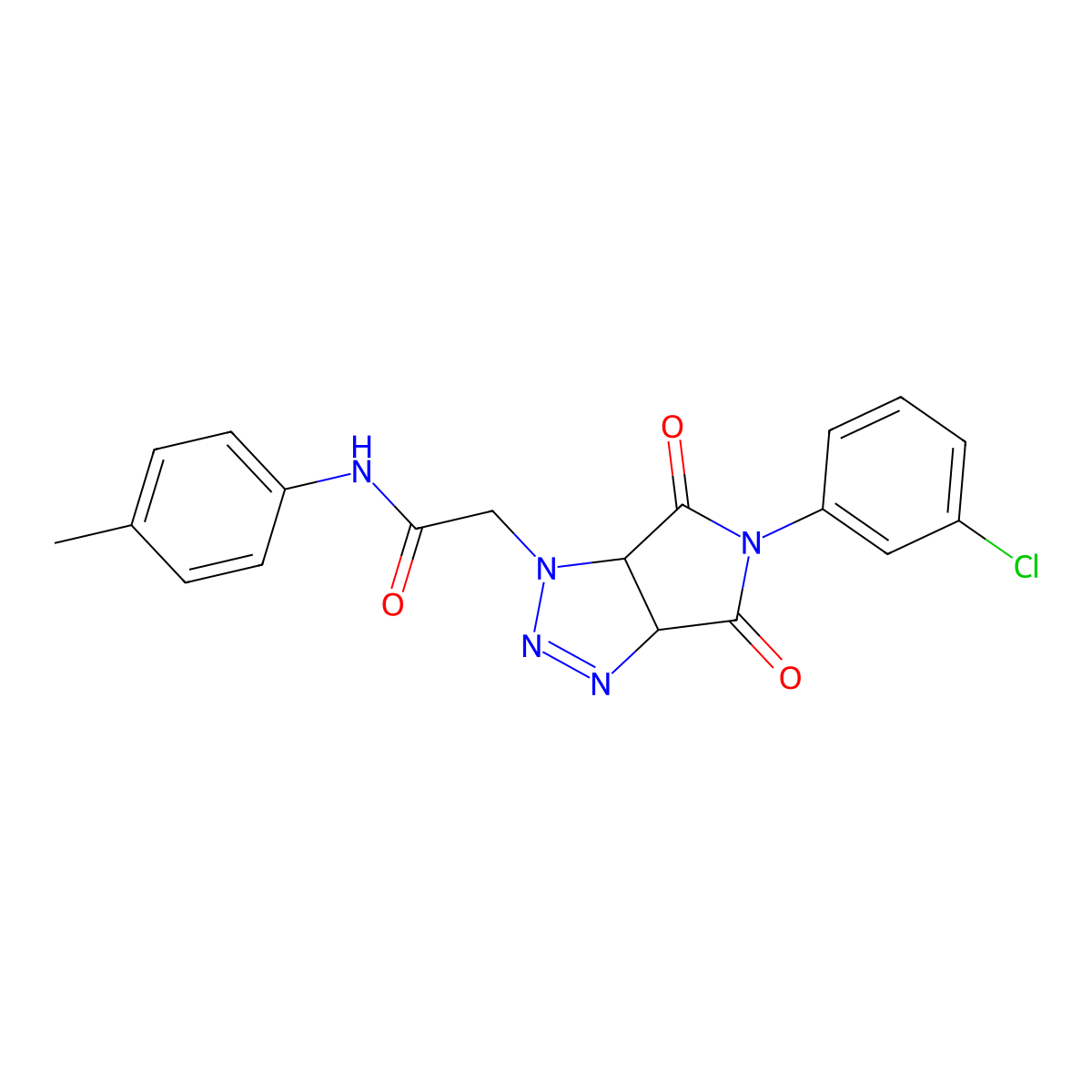 2-[5-(3-chlorophenyl)-4,6-dioxo-4,5,6,6a-tetrahydropyrrolo[3,4-d][1,2,3]triazol-1(3aH)-yl]-N-(4-methylphenyl)acetamide molecular structure, CAS 1008482-62-9