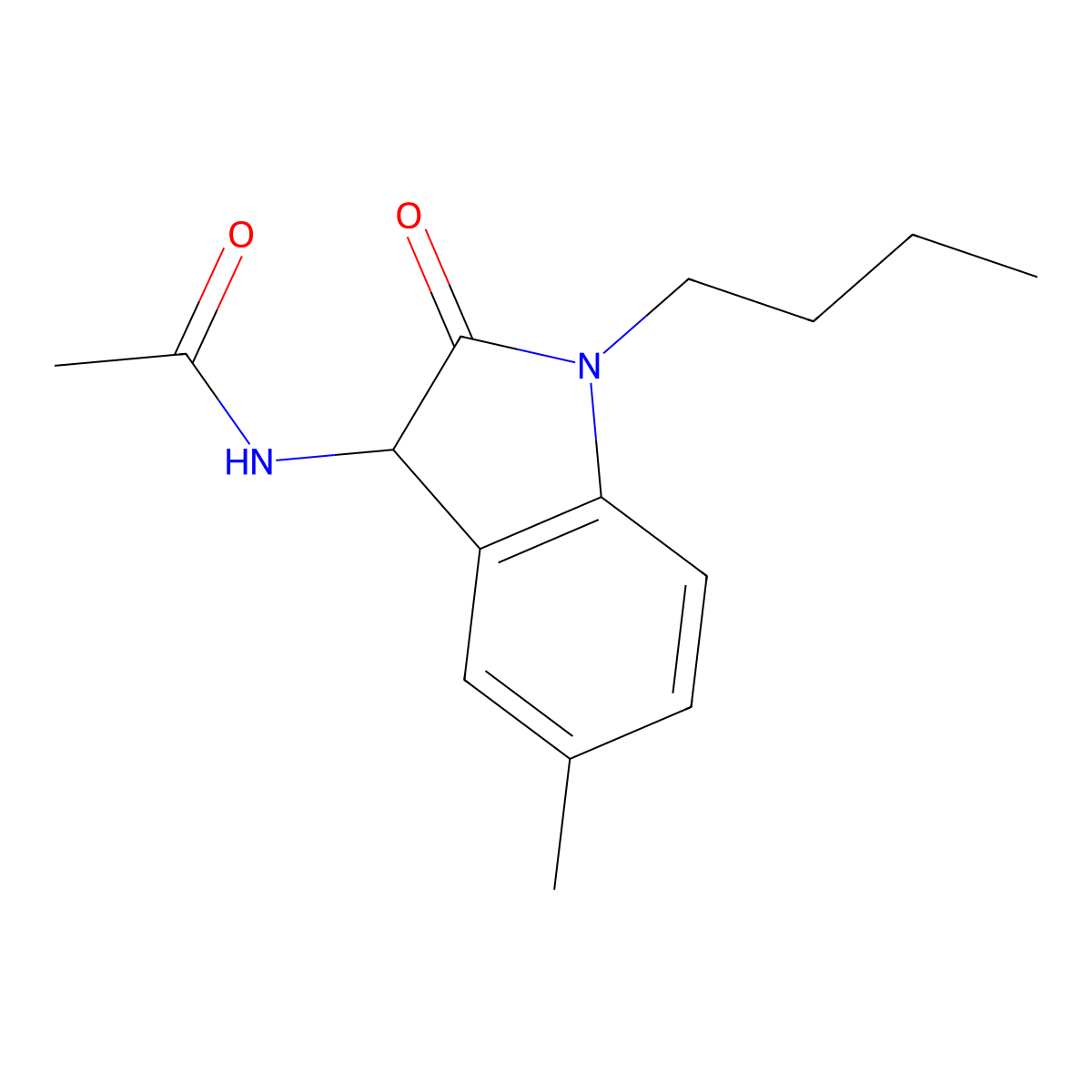 N-(1-butyl-5-methyl-2-oxo-3H-indol-3-yl)acetamide molecular structure, CAS 1008483-25-7