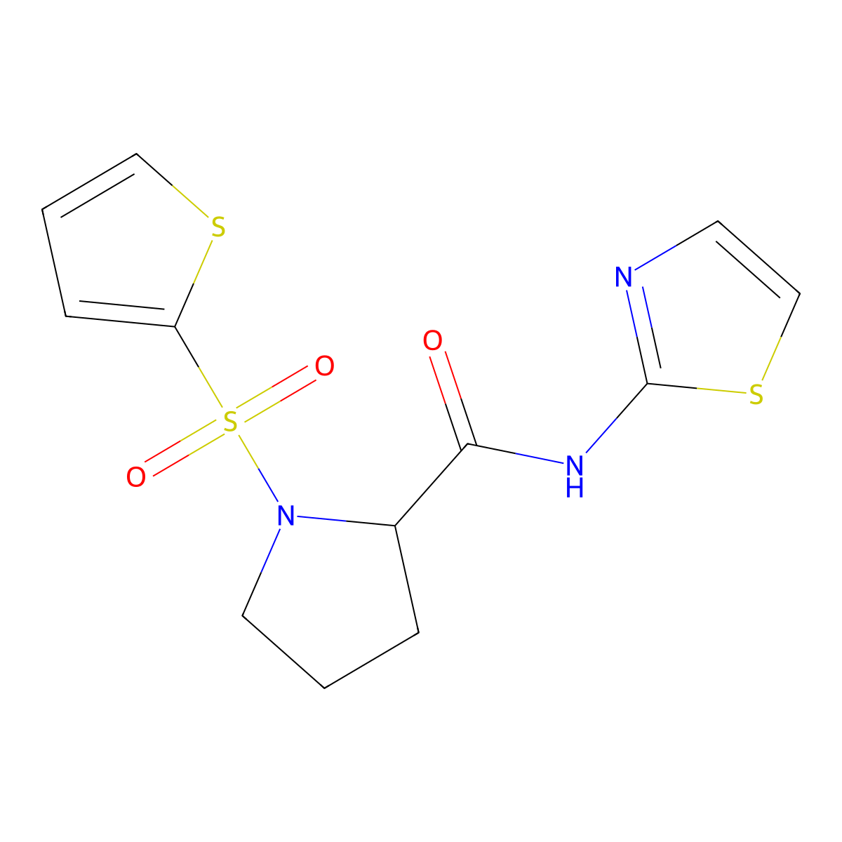 N-(1,3-thiazol-2-yl)-1-(thiophene-2-sulfonyl)pyrrolidine-2-carboxamide molecular structure, CAS 1008484-98-7