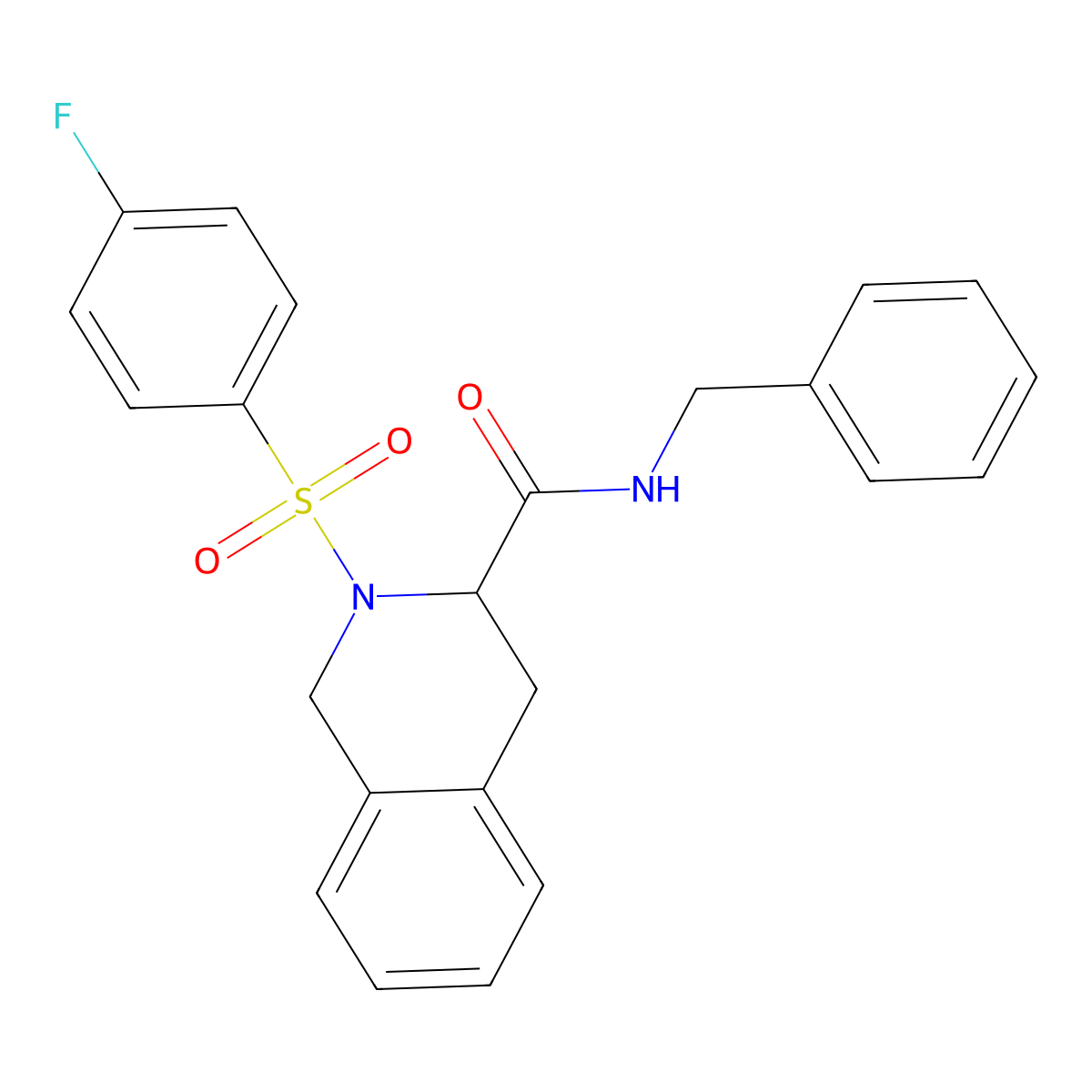 N-Benzyl-2-((4-fluorophenyl)sulfonyl)-1,2,3,4-tetrahydroisoquinoline-3-carboxamide molecular structure, CAS 1008487-75-9