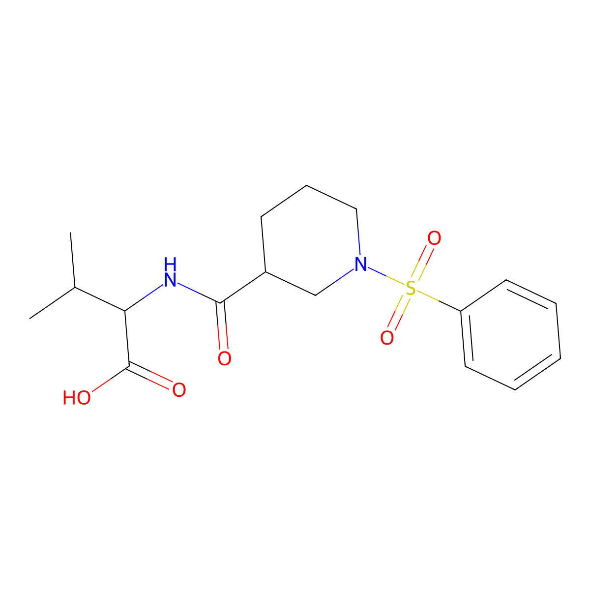 2-{[1-(Benzenesulfonyl)piperidin-3-YL]formamido}-3-methylbutanoic acid molecular structure, CAS 1008489-14-2