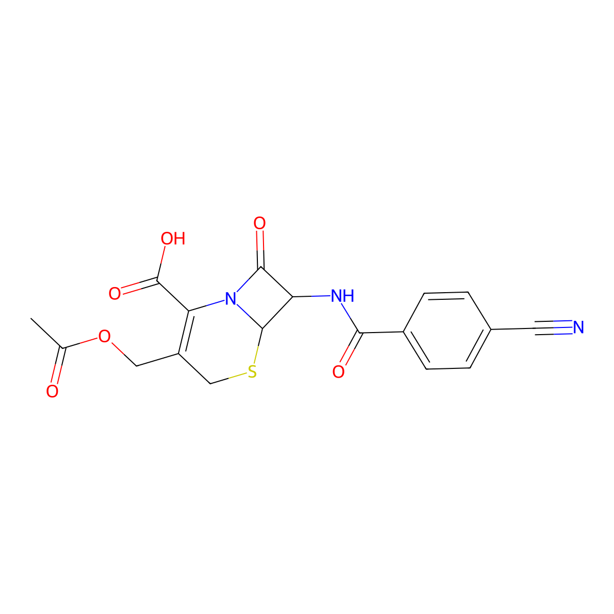 3-[(Acetyloxy)methyl]-7-{[(4-cyanophenyl)carbonyl]amino}-8-oxo-5-thia-1-azabicyclo[4.2.0]oct-2-ene-2-carboxylic acid molecular structure, CAS 1008491-12-0