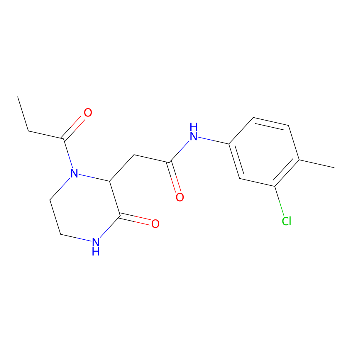 N-(3-chloro-4-methylphenyl)-2-(3-oxo-1-propanoylpiperazin-2-yl)acetamide molecular structure, CAS 1008494-66-3