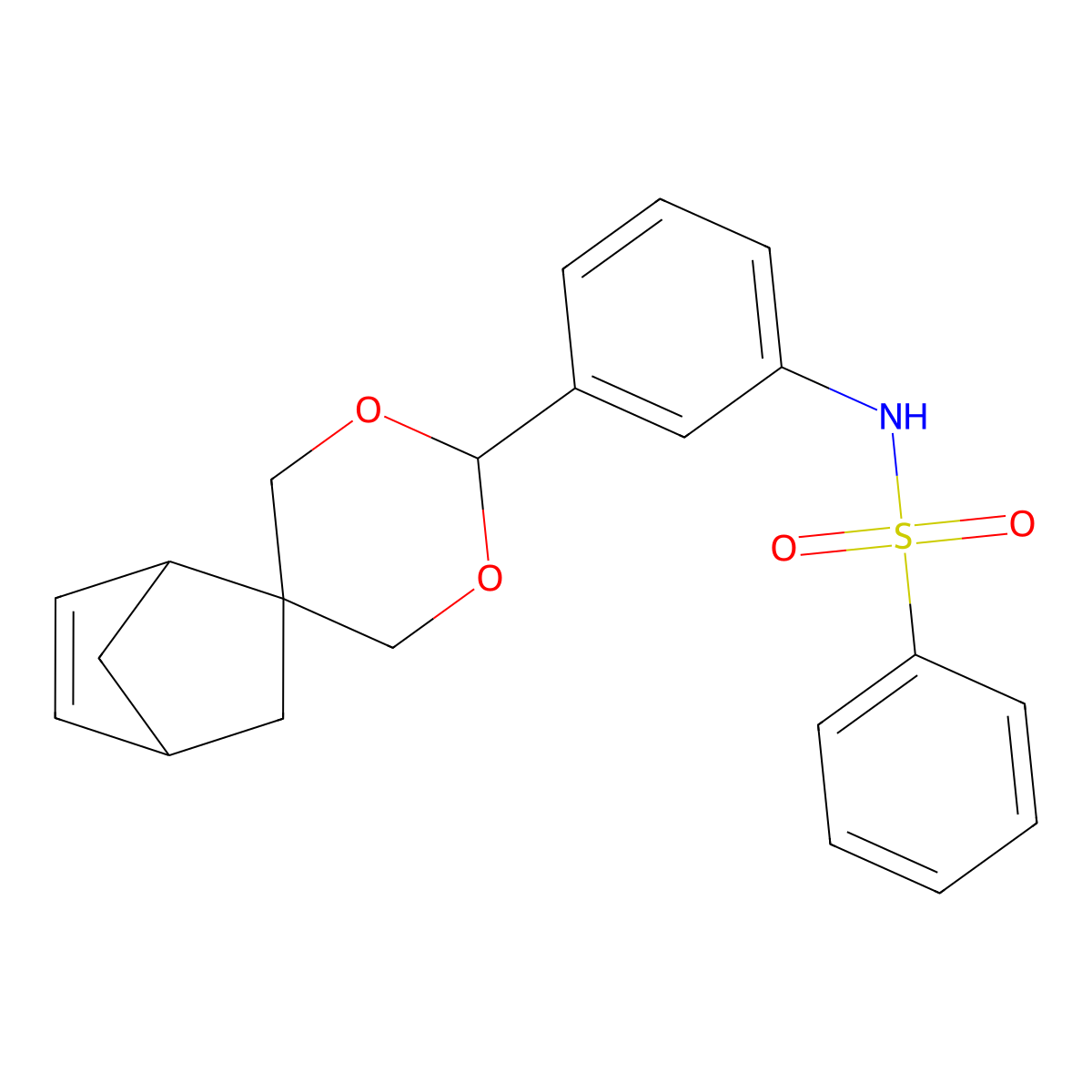 N-(3-spiro[bicyclo[2.2.1]hept-5-ene-2,5'-[1,3]dioxan]-2'-ylphenyl)benzenesulfonamide molecular structure, CAS 1008496-31-8