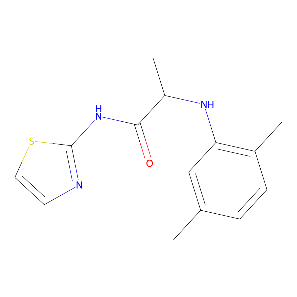 2-(2,5-Dimethyl-phenylamino)-N-thiazol-2-yl-propionamide molecular structure, CAS 1008497-49-1
