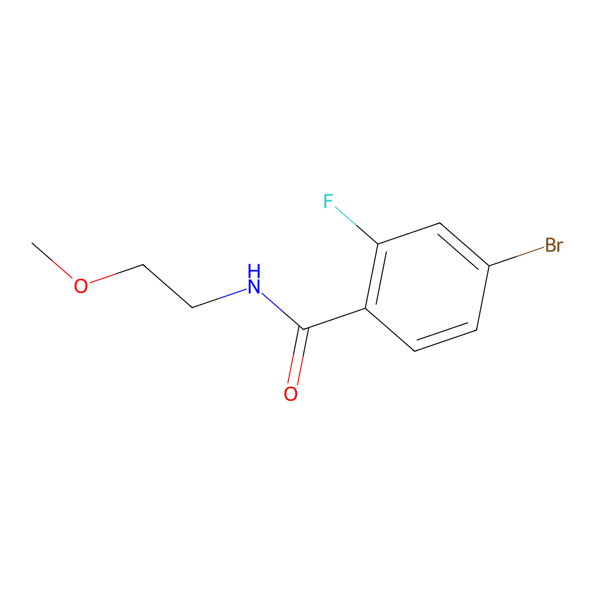 4-bromo-2-fluoro-N-(2-methoxyethyl)benzamide molecular structure, CAS 1008505-49-4