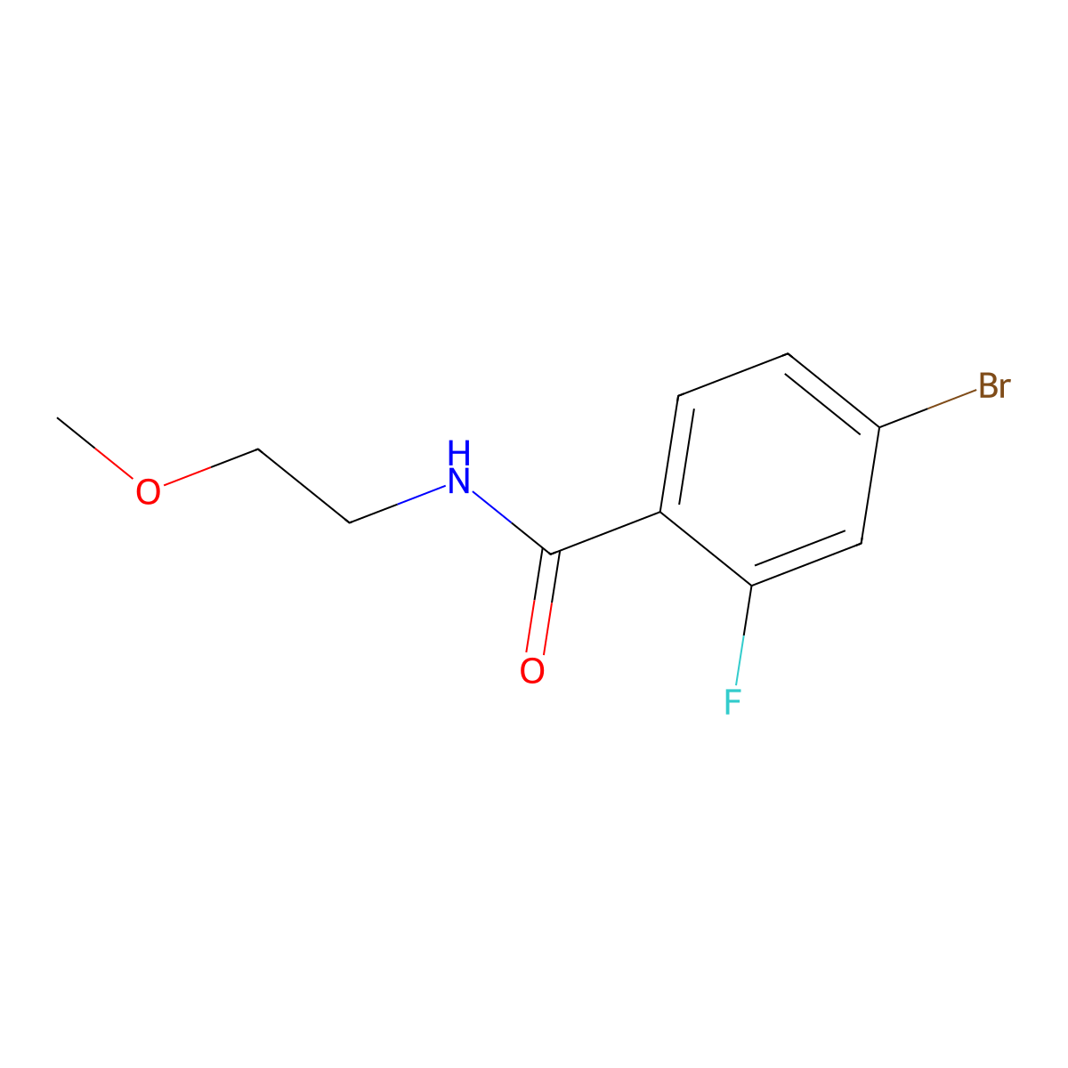 4-bromo-2-fluoro-N-(2-methoxyethyl)benzamide molecular structure, CAS 1008505-49-4