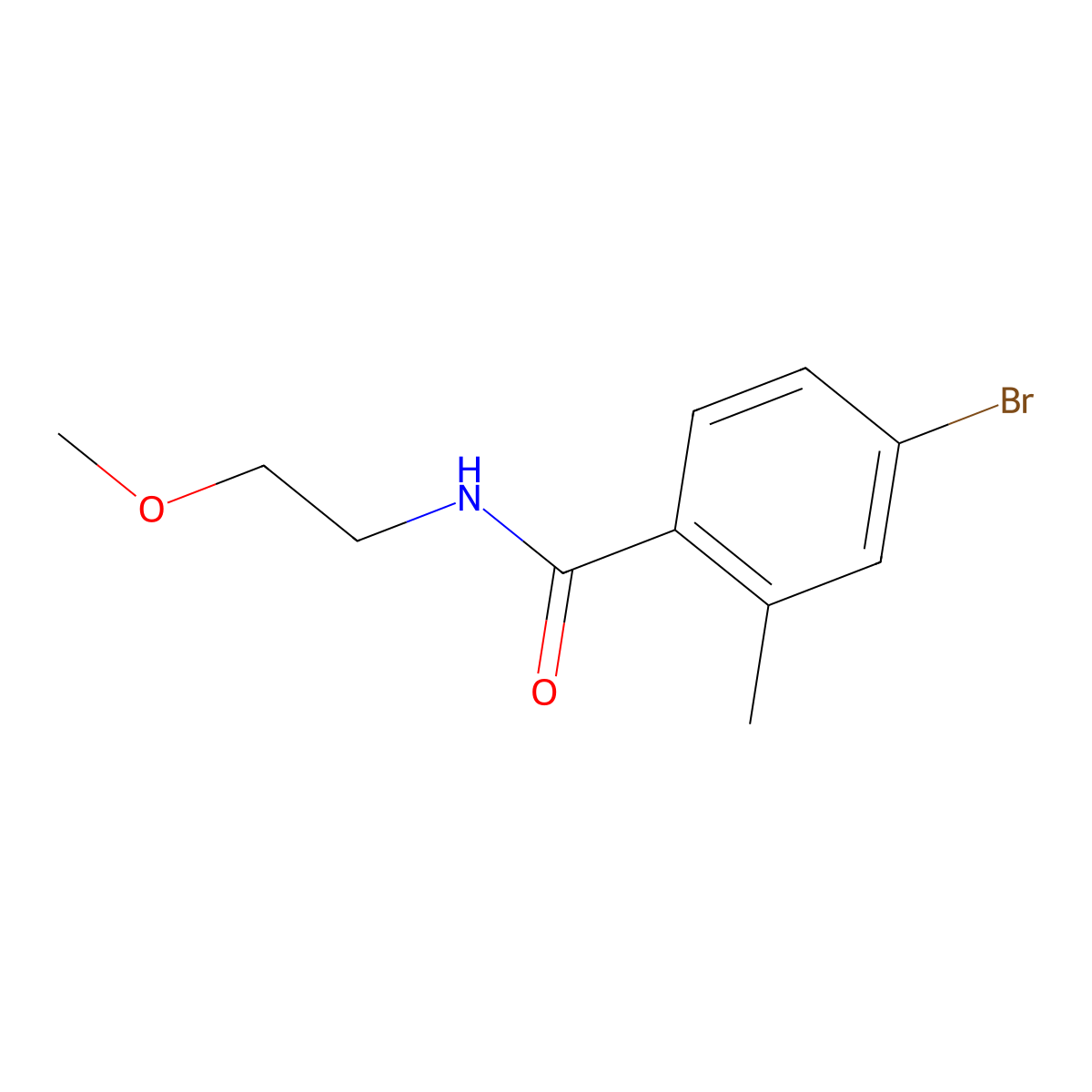 4-bromo-N-(2-methoxyethyl)-2-methylbenzamide molecular structure, CAS 1008505-50-7