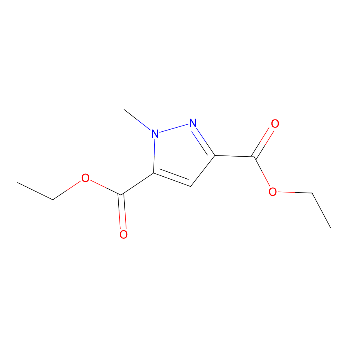 Diethyl 1-methyl-1H-pyrazole-3,5-dicarboxylate molecular structure, CAS 100852-80-0