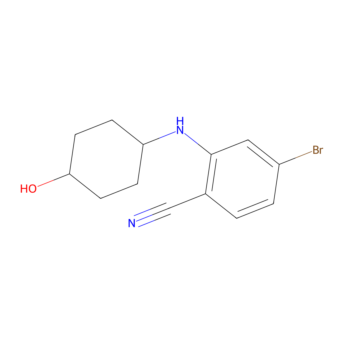 4-Bromo-2-[(trans-4-hydroxycyclohexyl)amino]benzonitrile molecular structure, CAS 1008520-76-0