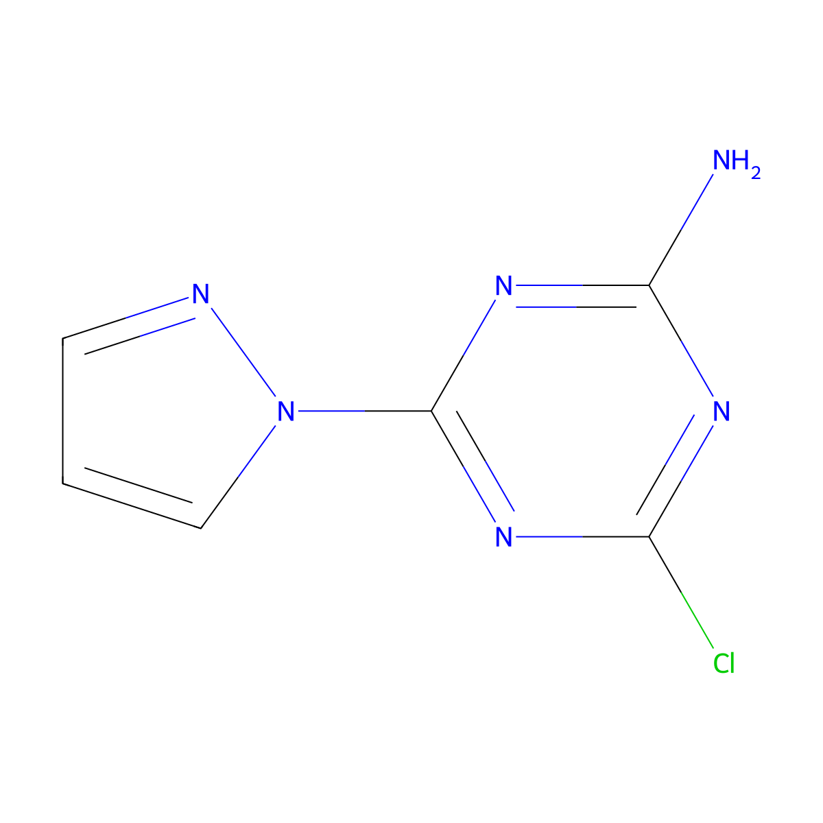 4-chloro-6-(1H-pyrazol-1-yl)-1,3,5-triazin-2-amine molecular structure, CAS 1008529-79-0