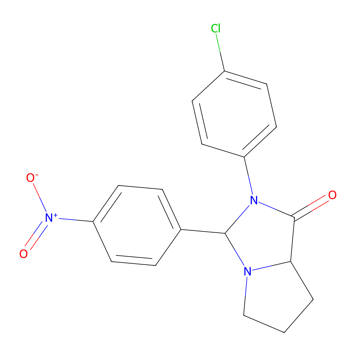2-(4-chlorophenyl)-3-(4-nitrophenyl)-hexahydro-1H-pyrrolo[1,2-c]imidazol-1-one molecular structure, CAS 1008571-67-2